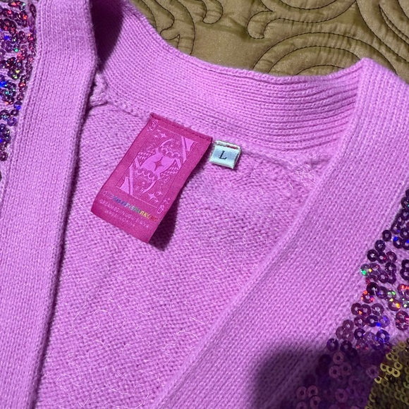 QUEEN OF SPARKLES Pink Sequin Champagne Cardigan - Picture 2 of 6